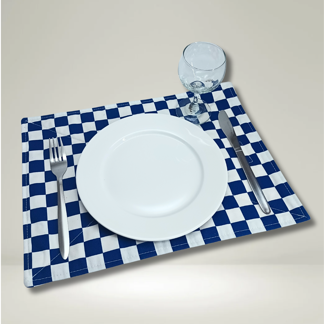 Set of 2 Placemats - Blue/White Checkers