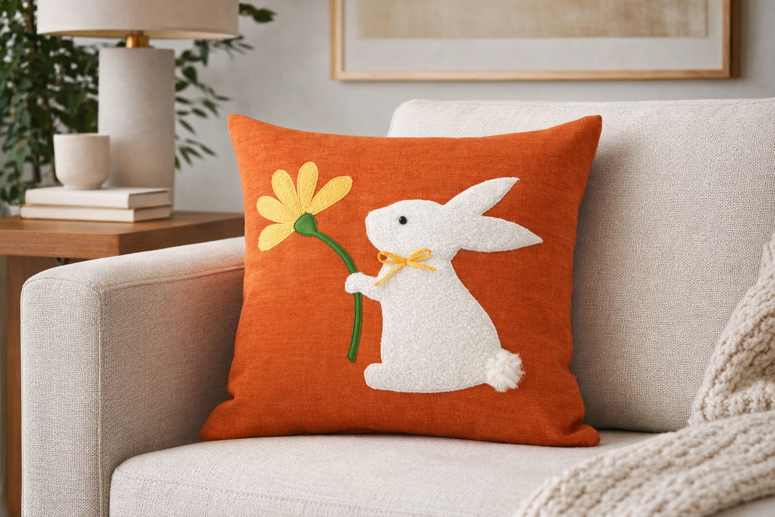 Bunny Cushion - Orange