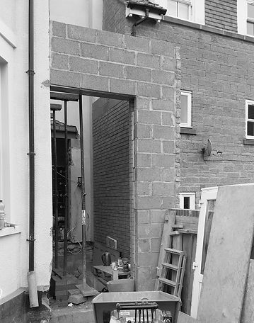 Kitchen renovation Bristol Orange kitchen extension refurbishment tiled floor acoustic baffles