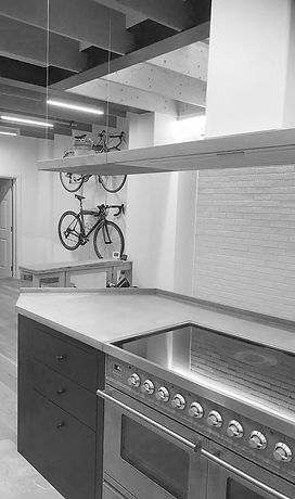 Kitchen renovation Bristol Orange kitchen extension refurbishment tiled floor acoustic baffles