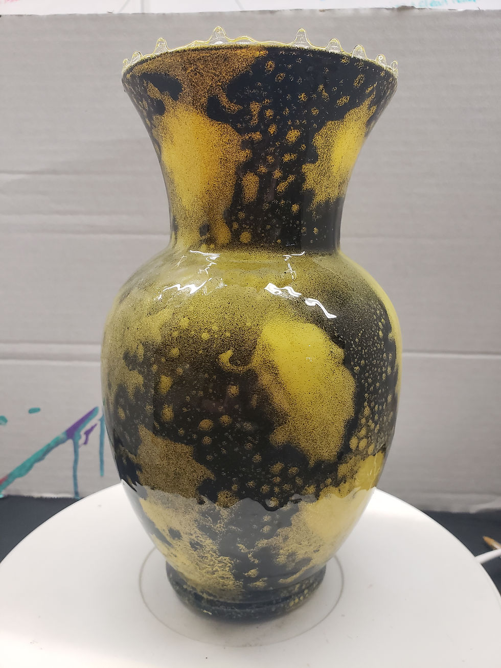 Black & Yellow Resin Coated Vase