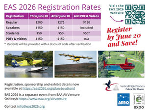 The 20th Annual Electric Aircraft Symposium (EAS) returns to Oshkosh, Wisconsin, on July 18–19, 2026, the weekend before the world’s largest aviation event, the Experimental Aircraft Association’s AirVenture Oshkosh.