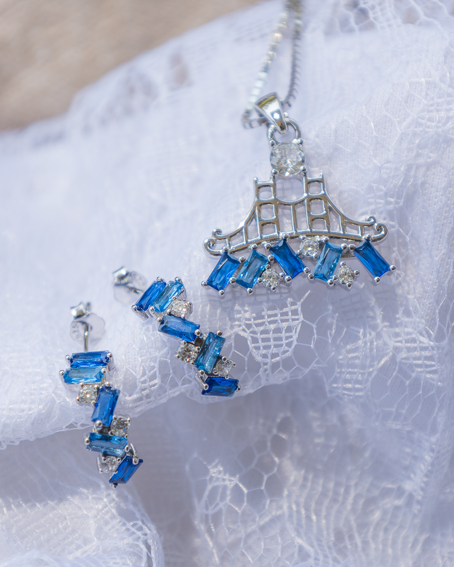 Thumbnail: Blue Spinel Post Hoop Earrings