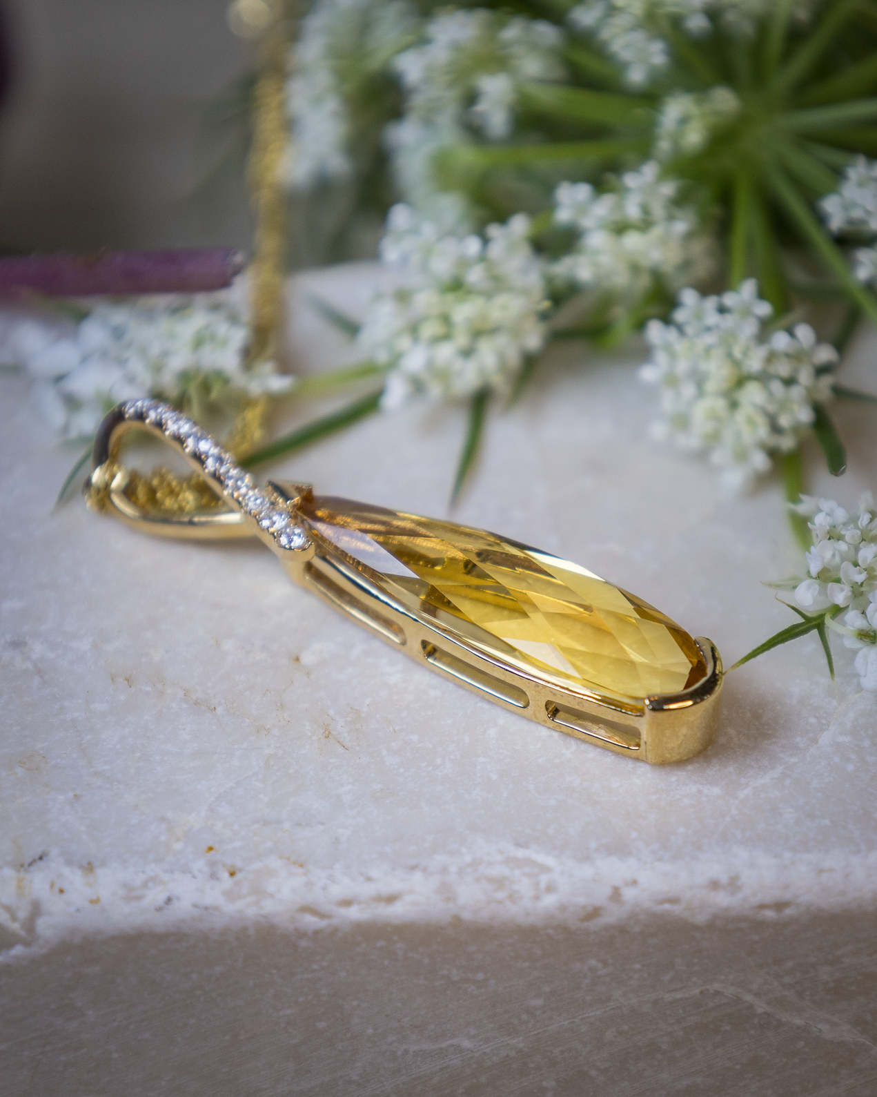 Lux Citrine Tear Drop Pendant