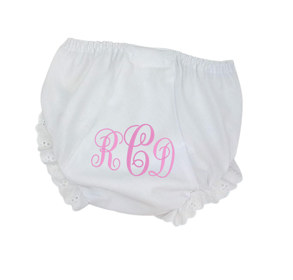 Thumbnail: Baby Girl Bloomers with Embroidery and Monogram