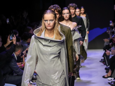 Models walk the runway at Moscow Fashion Week 2025, showcasing collections by non-Western designers that highlight heritage, innovation, and cultural identity.