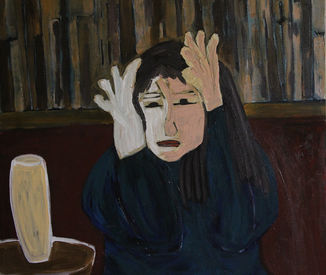 Pintura da coleção Melancolia feita pela artista visual, Lucília Abrahão