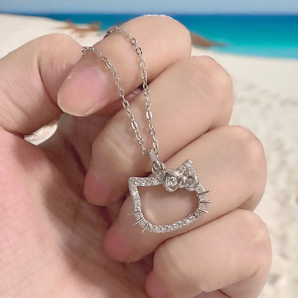 Thumbnail: Hello Kitty Sanrio Diamond (Faux) Necklace, Silver