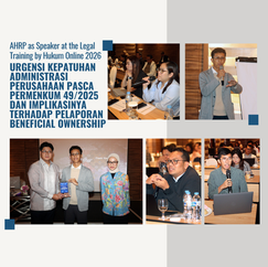 AHRP Law Firm as Speaker at Hukumonline Training 2026 on Corporate Compliance and Beneficial Ownership