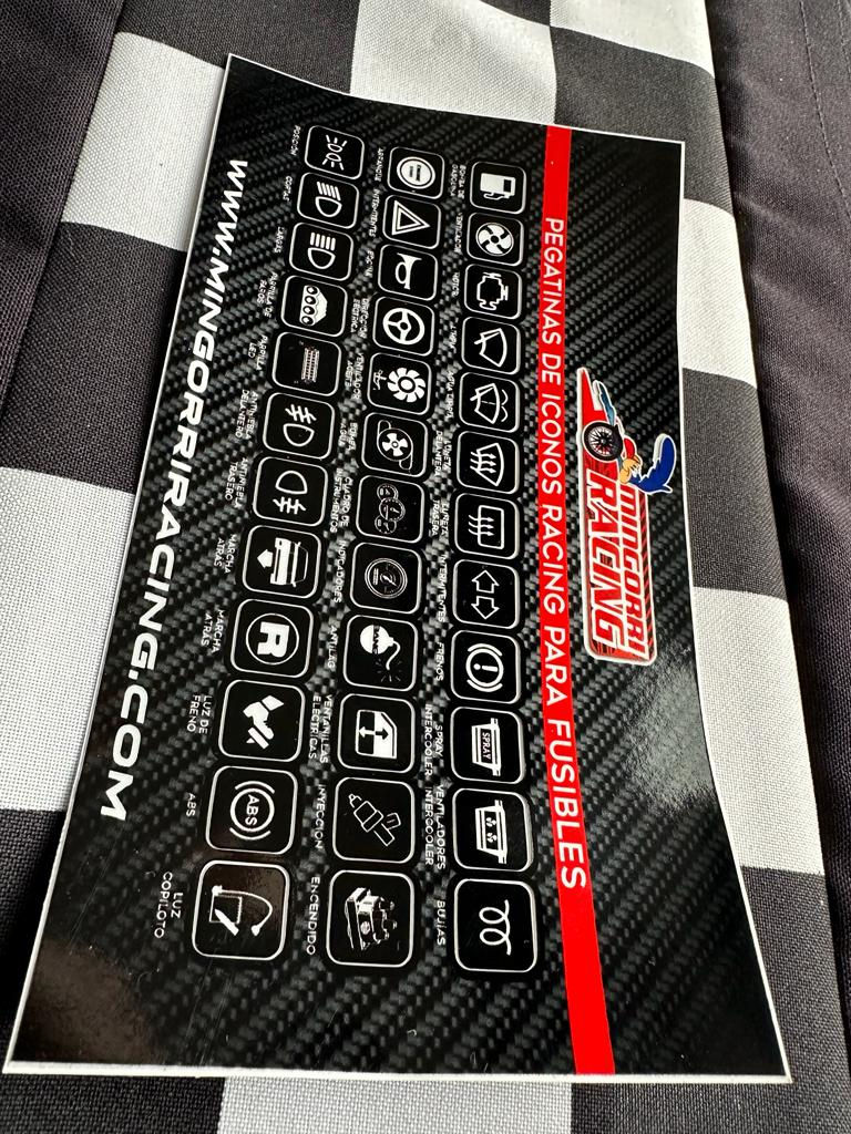 Miniatura: Kit 36 Adhesivos RACING para identificar fusibles leyendas castellano o inglés