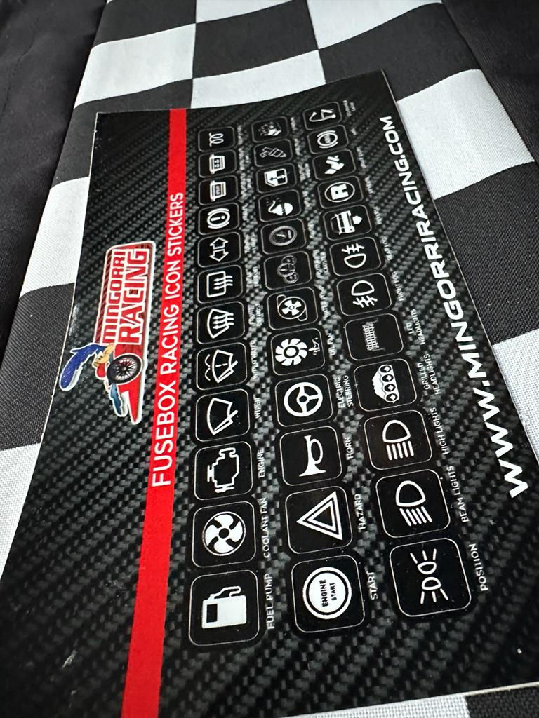 Miniatura: Kit 36 Adhesivos RACING para identificar fusibles leyendas castellano o inglés