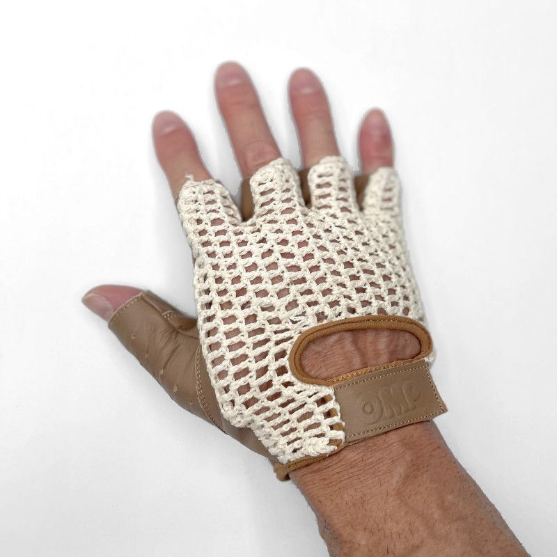 Miniatura: Guantes cuero Retro clásicos OMP TAZIO Vintage crema / marrón Talla S