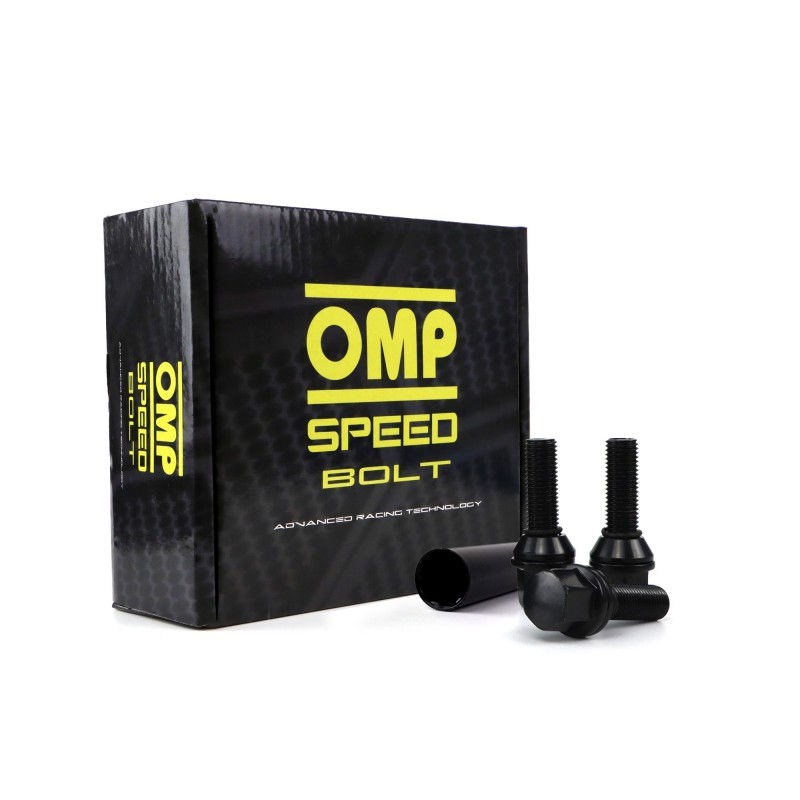 KIT 20 tornillos de rueda negros OMP M14X1.5 / largo 27mm