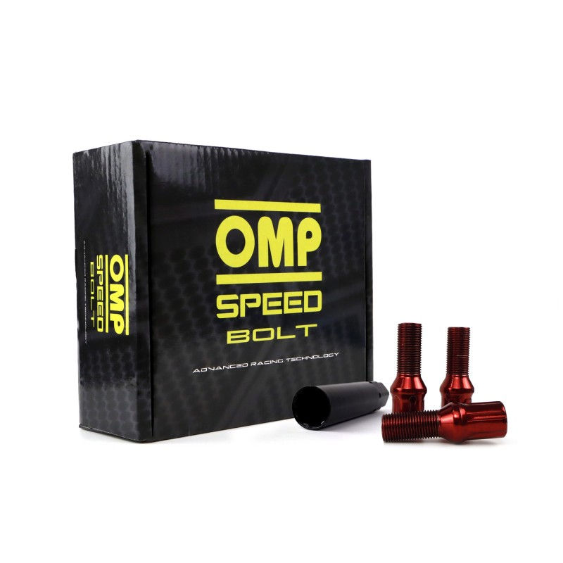 KIT 20 tornillos de rueda rojos OMP M14X1.25 / largo 27mm