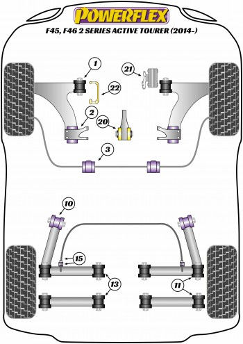 Miniatura: Pareja Silentblocks POWERFLEX BMW SERIE 2 F45 F46 tirantes trasero STREET