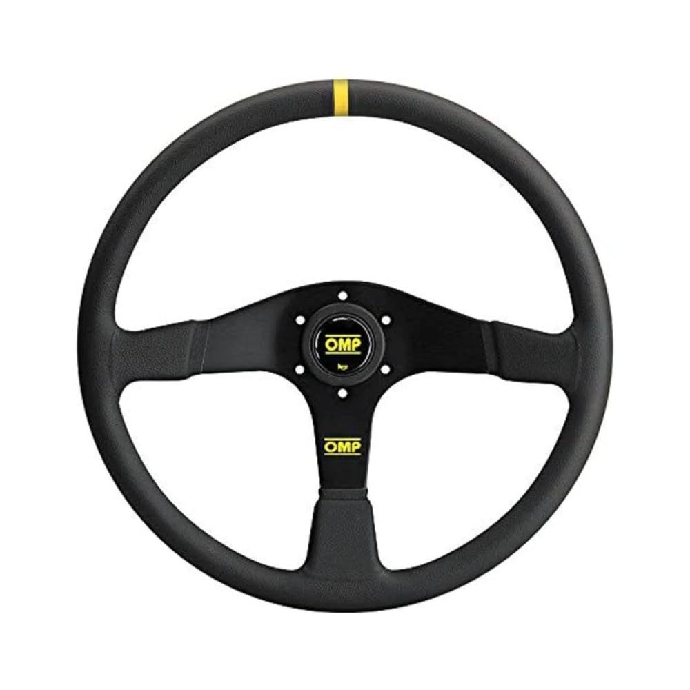 Volante plano OMP VELOCITA 3 brazos negros, piel 380mm