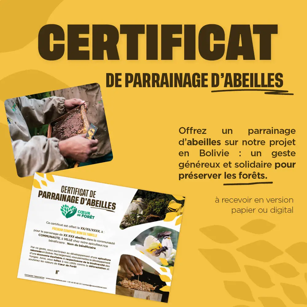Certificat de parrainge d'abeilles