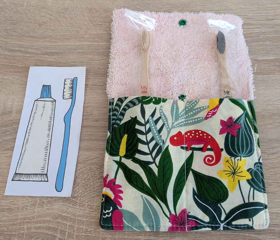 Étui 2 compartiments - "Caméléons fun"