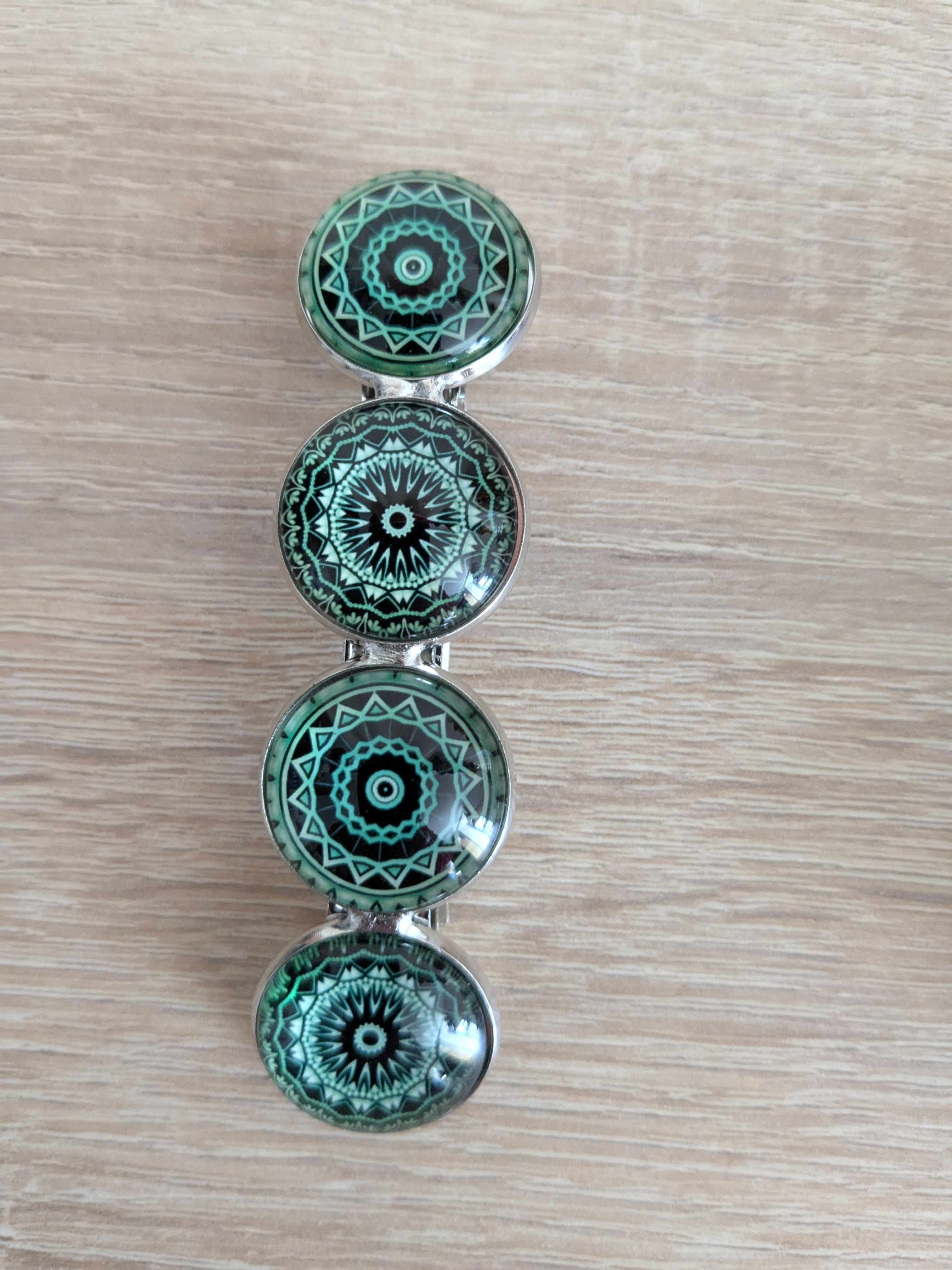 Barrette cabochon - Nacre Verte