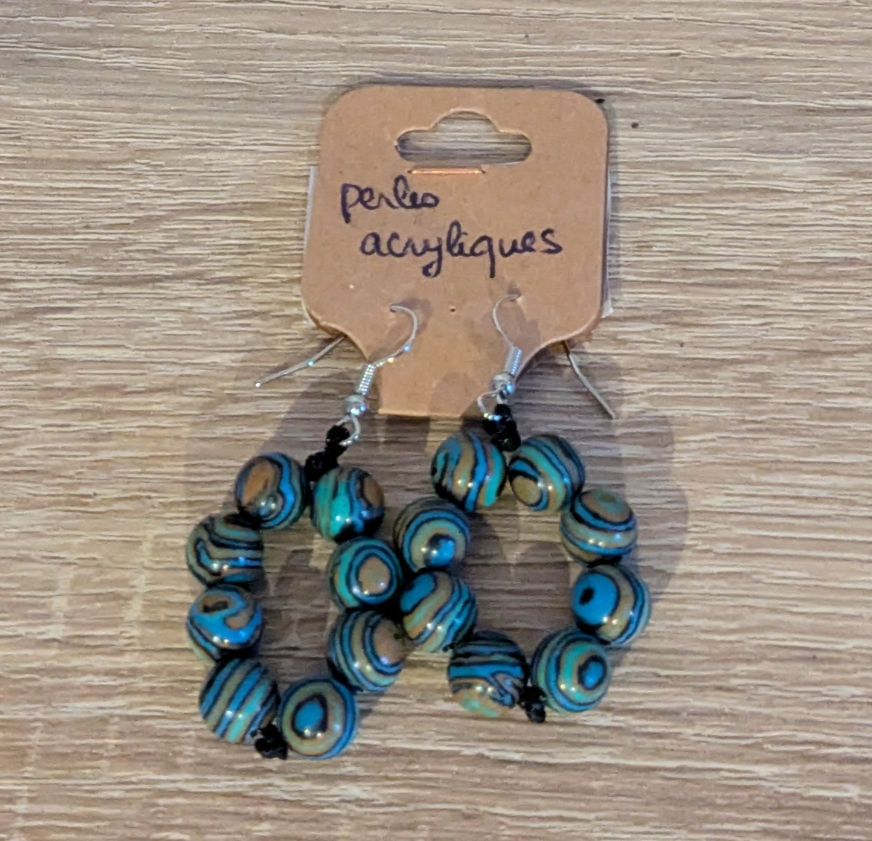 "Onde Douce", Boucles d'Oreilles en perles acrylique