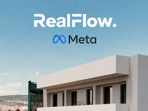 A building under development along with RealFlow's Logo.