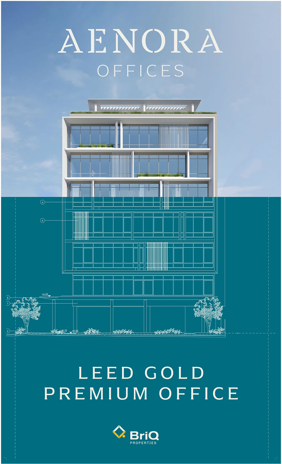 Banner we designed for a commercial real estate building in athens than presents the building and says its available for lease