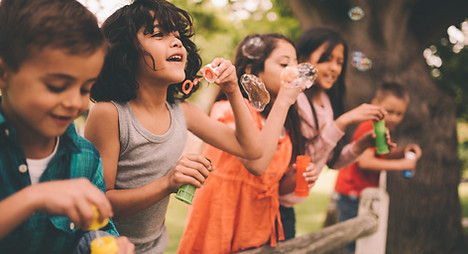 Kids Blowing Bubbles