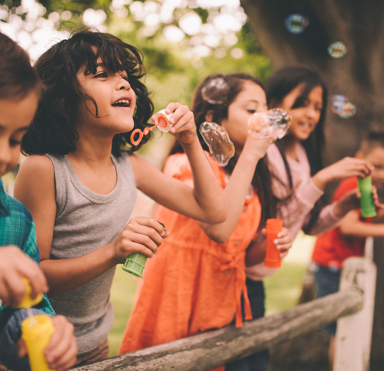 Kids Blowing Bubbles