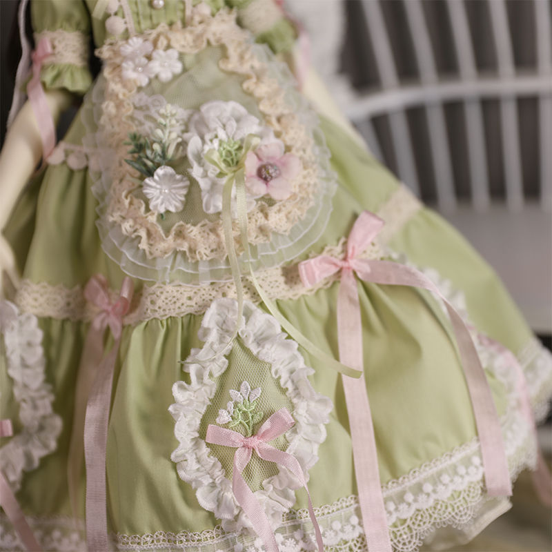 Thumbnail: 「Bangkrup Girl」Green Flower Wedding Dress BJD Outfit Only (YOSD l 1/6)
