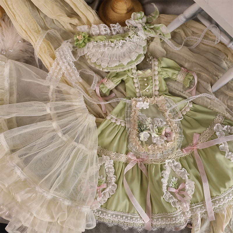 Thumbnail: 「Bangkrup Girl」Green Flower Wedding Dress BJD Outfit Only (YOSD l 1/6)