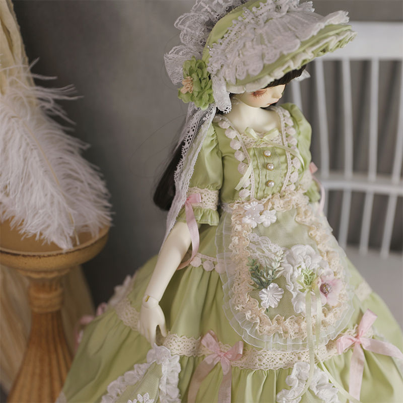 Thumbnail: 「Bangkrup Girl」Green Flower Wedding Dress BJD Outfit Only (YOSD l 1/6)