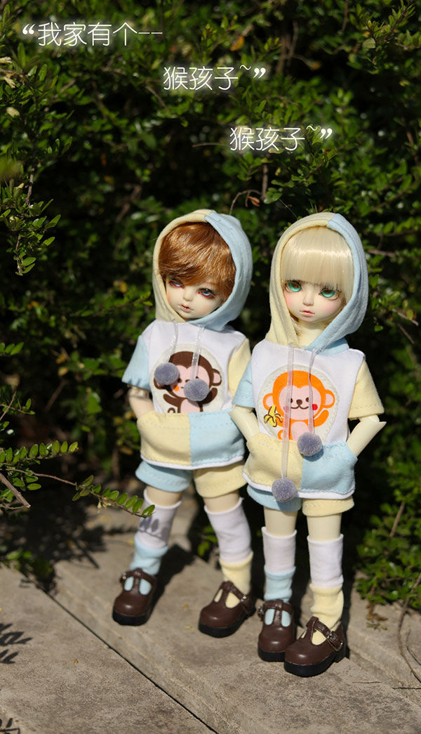 Thumbnail: 「Tata」Cute Monkey Hoodie Set (1/6) Outfit ONLY
