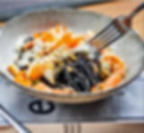 Prawn and Squid Ink Spaghetti