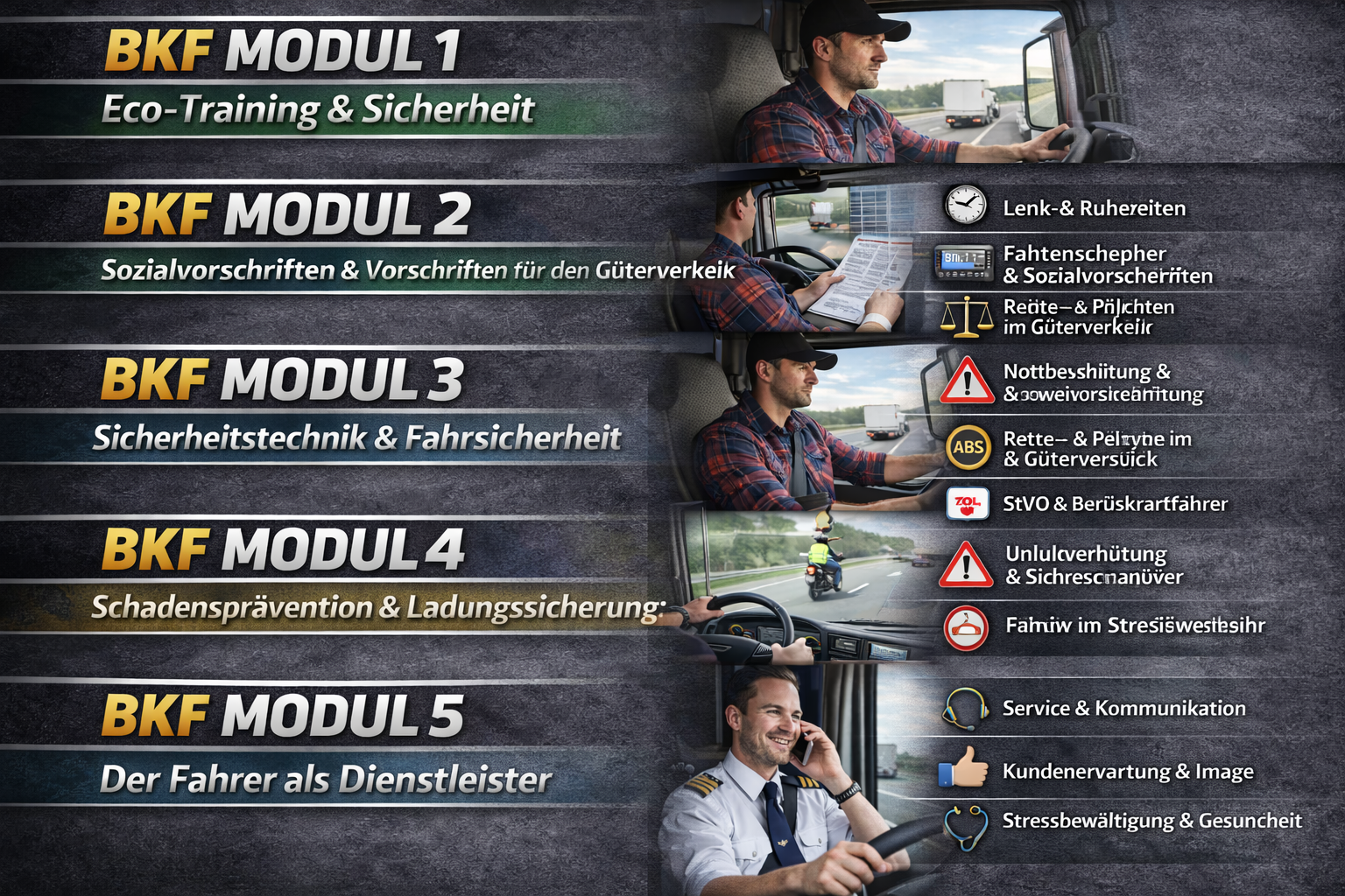BKF Weiterbildung Module 1 bis 5 – alle Pflichtmodule für Berufskraftfahrer in Hannover