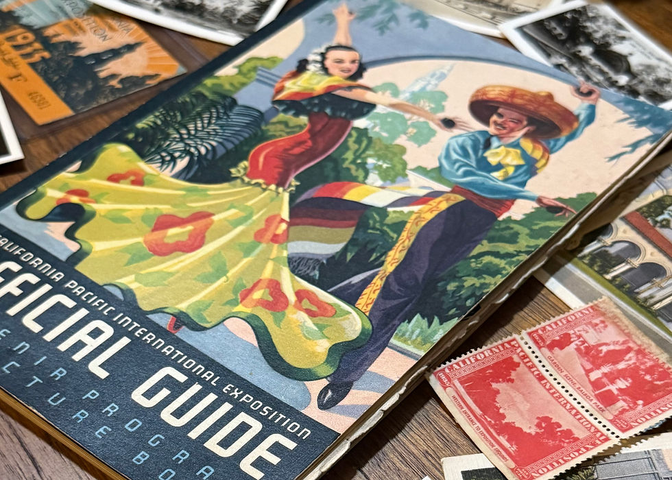 A 1935 World's Fair guide, postcards, photos, tickets, and stamps