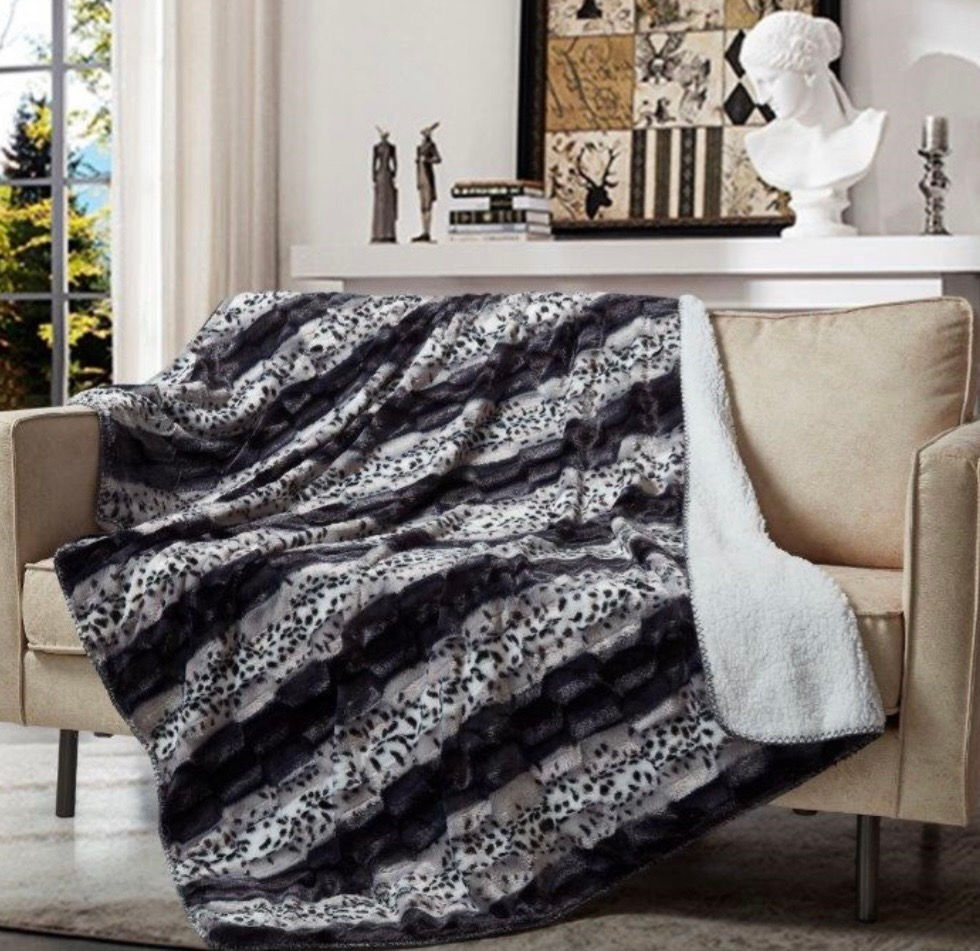 Faux Fur Snow Leopard Throw