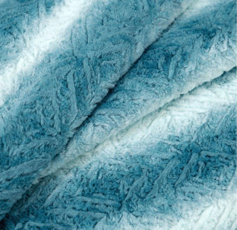 Thumbnail: Faux Fur king Aqua Stripe with Shams