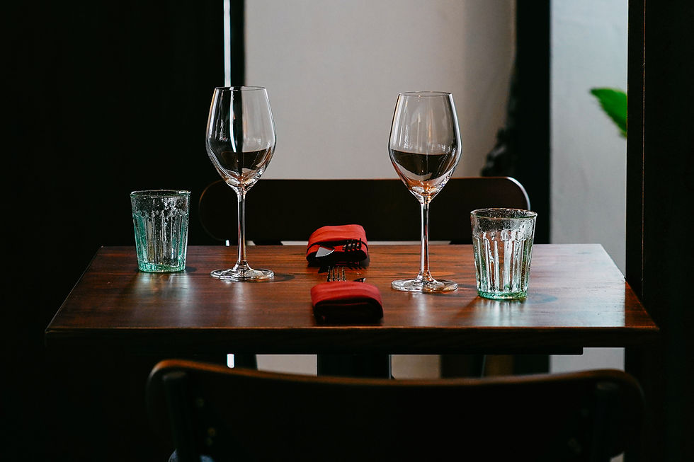 Wine glass on the table