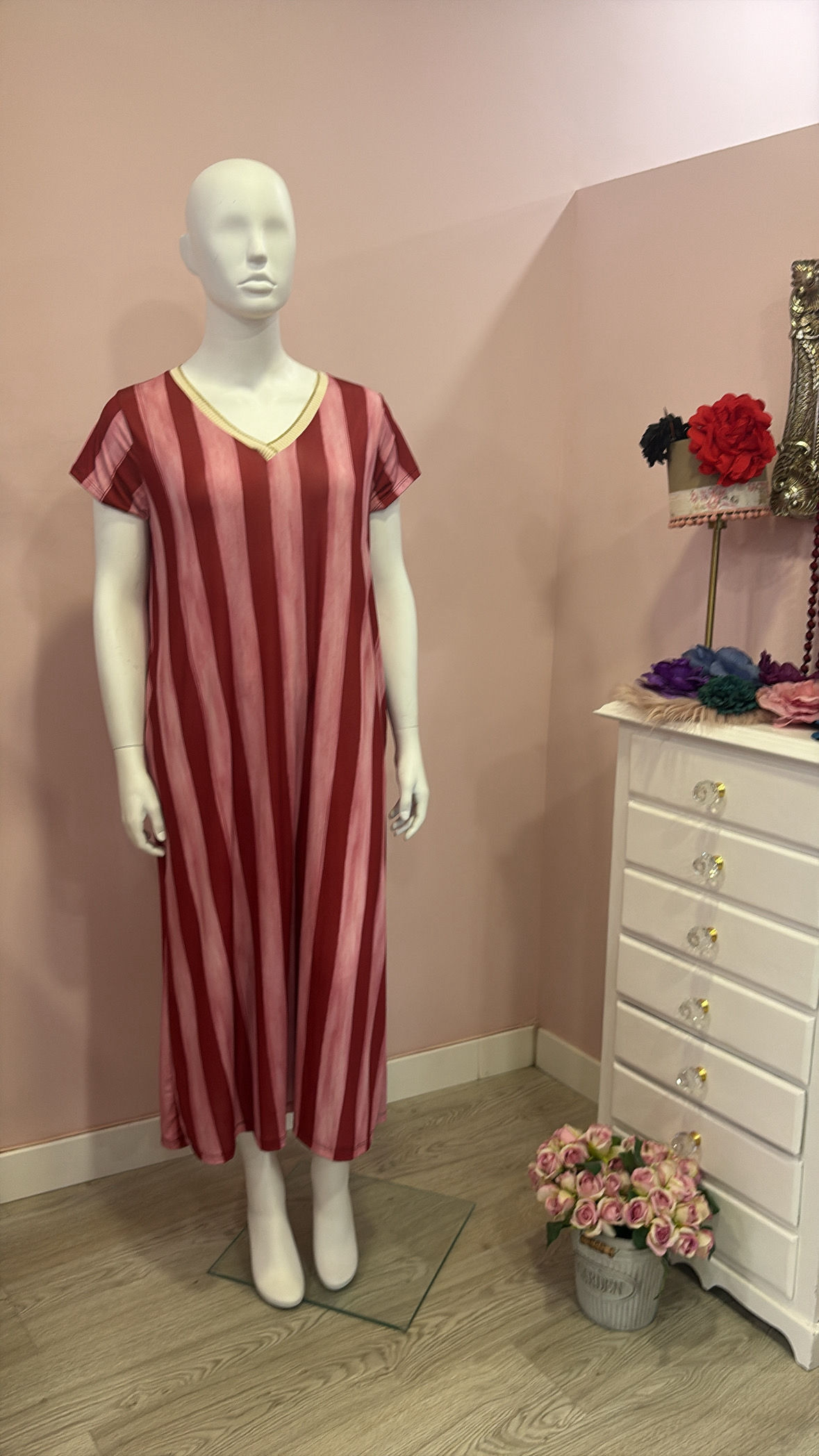 Vestido rayas rojo/azul talla grande
