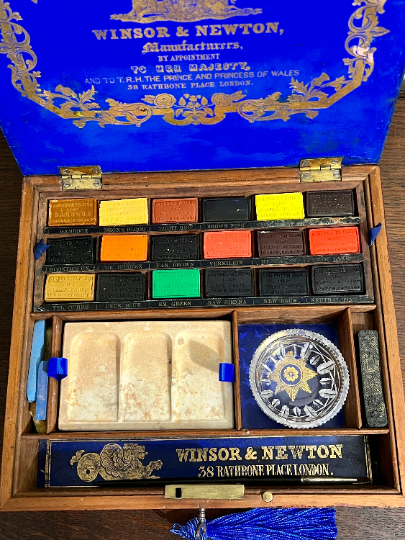 Thumbnail: Antique,Vintage, Winsor and Newton Artists Watercolour Paint Box