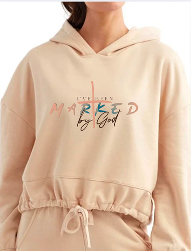 I've Been Marked By God Cropped Hoodie (Nude) | I Inspire