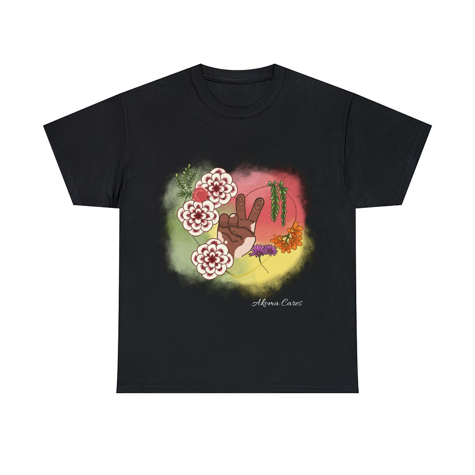 Afrocentric flower t shirt, black