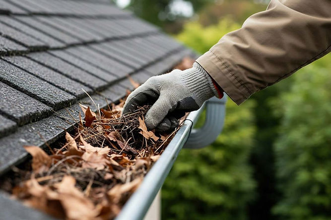 Photo of gutter being cleaned