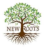 Tree of life logo with name New Roots in the trunk