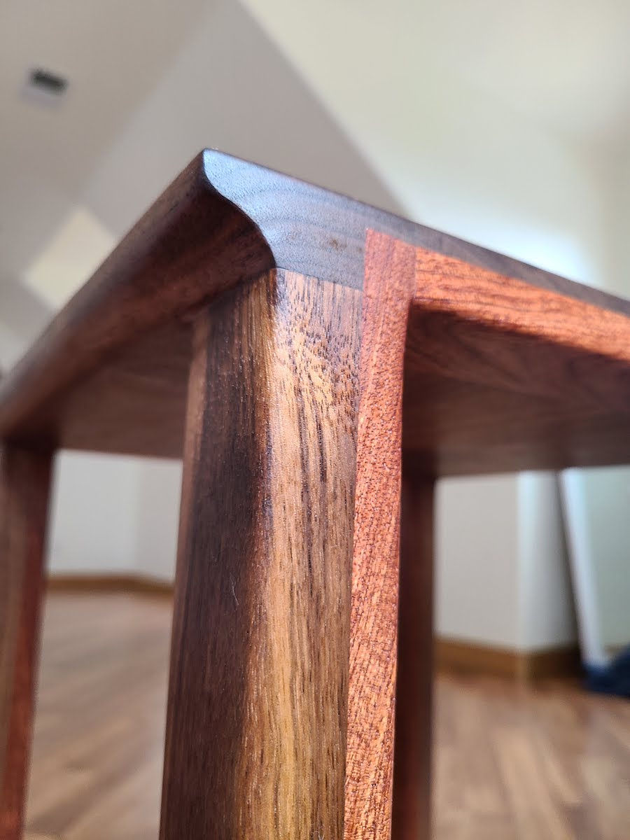 Heart End Table top corner
