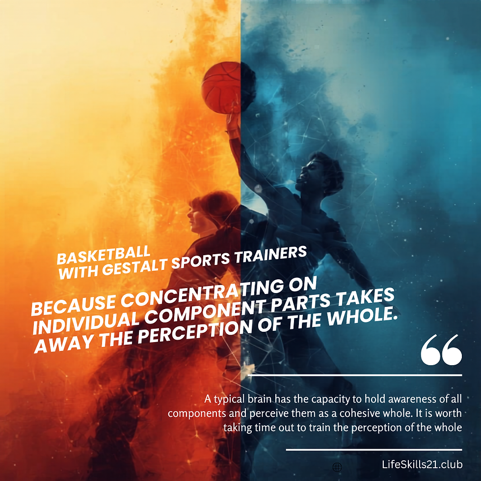 League-level sports players play basketball with Gestalt sports trainers
