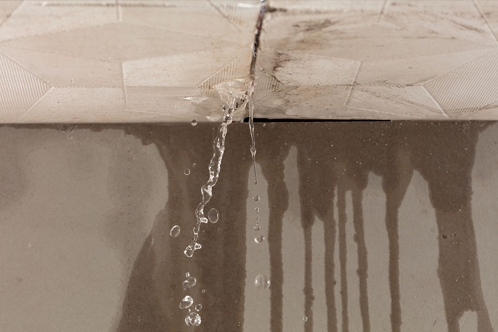 Calgary home with visible water damage on ceiling