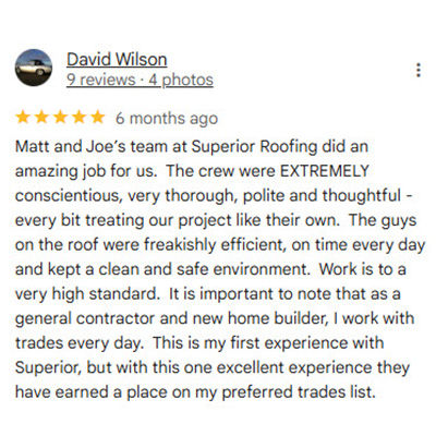 Roofing Service Review from Customer 6