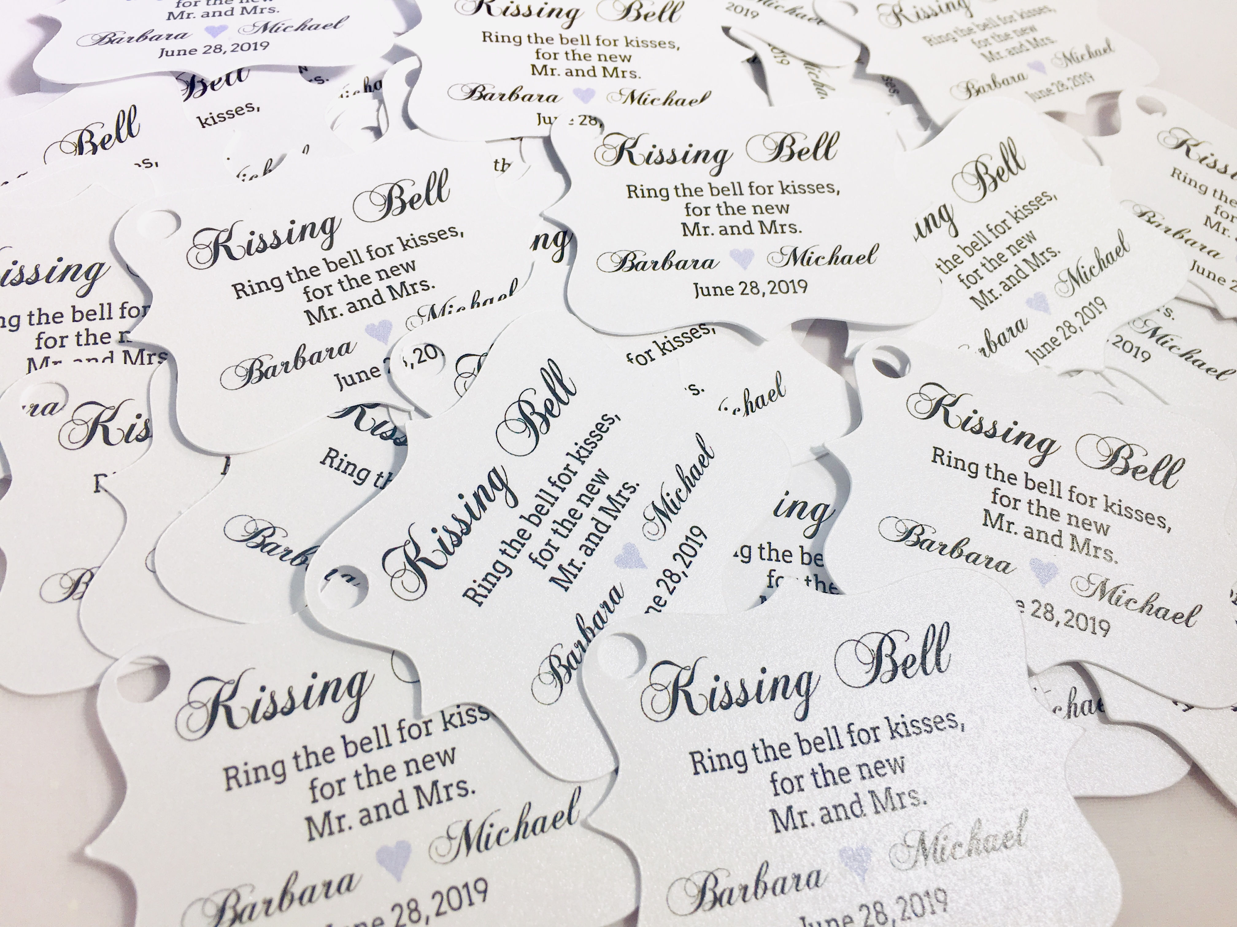 PERSONALIZED Kissing Tags, Wedding Tags, Wedding Bell Tags