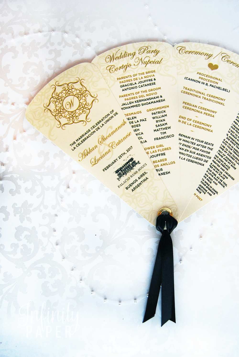 Elaborate Elegance Collection Fan Programs, 4 Petals with Ribbon